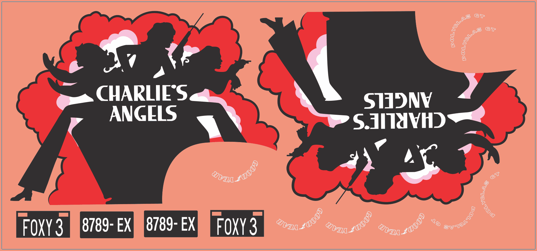 Charlie’s Angels Van Waterslide Decal Set – Multi Scale TV Series Custom Vehicle Model Decals