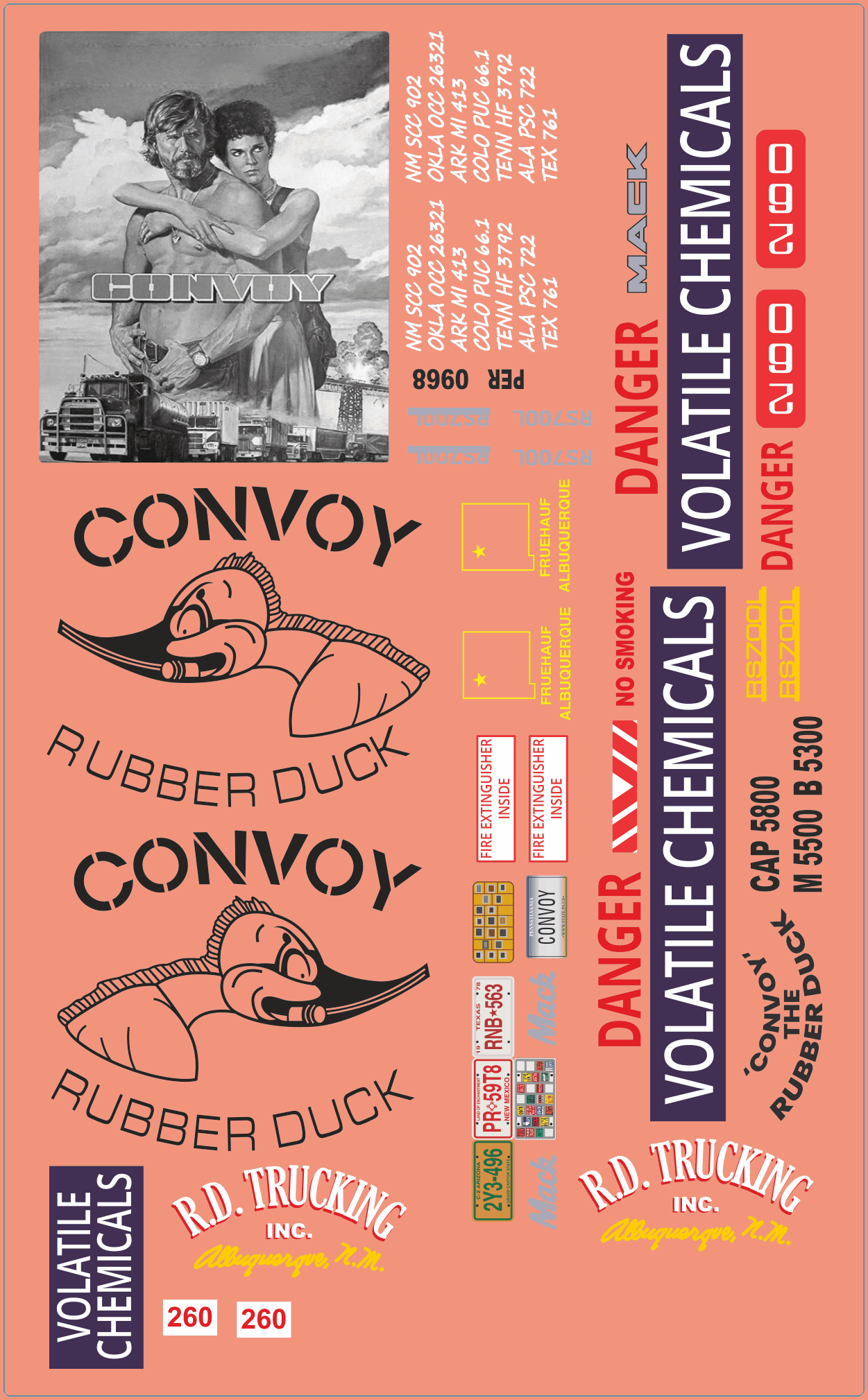 CONVOY’s ‘RD Trucking’ a.k.a. The Rubber Duck – Mack Truck Decals – Water Decals – Waterslide – Multi-Scale