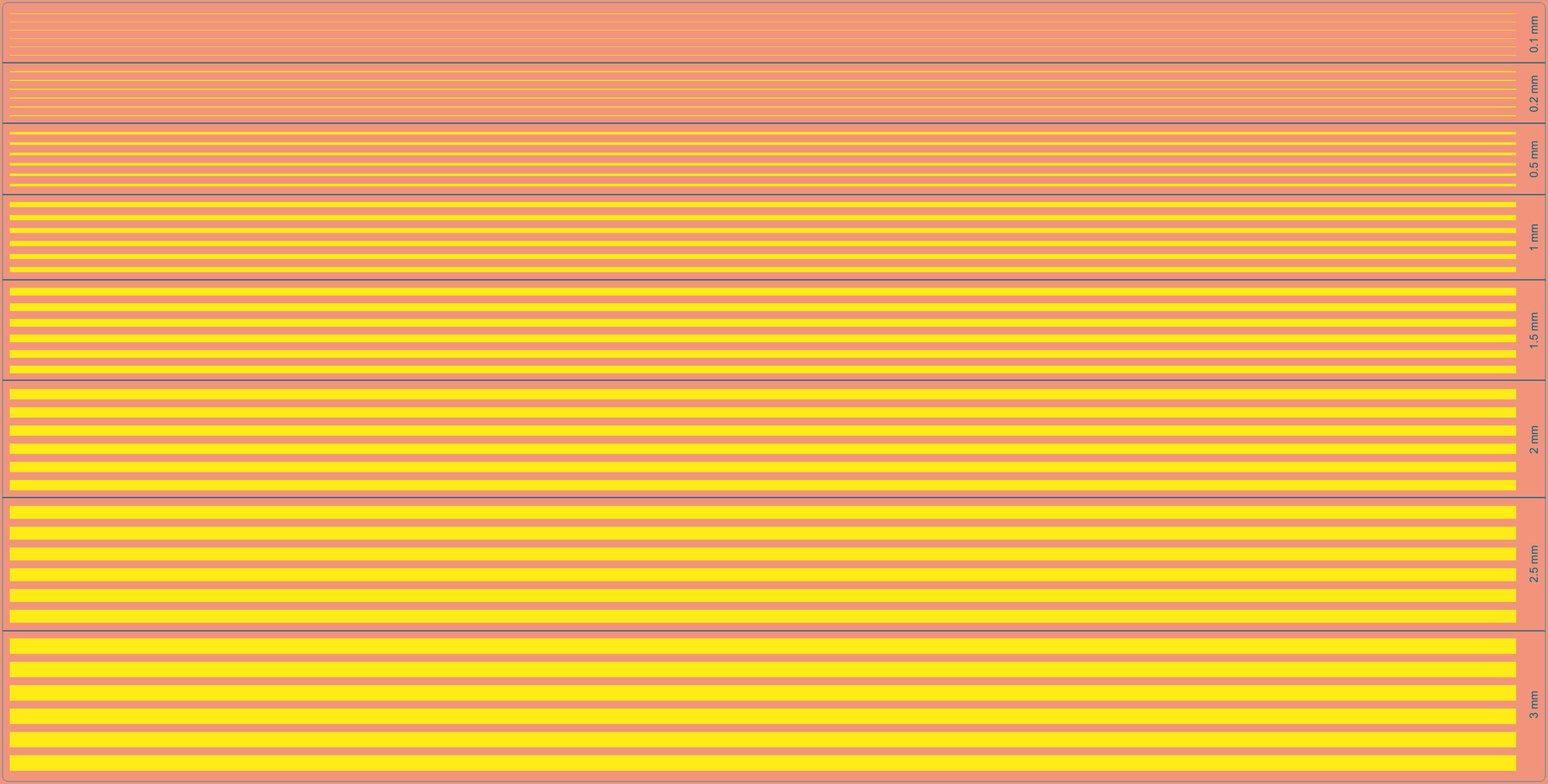 Chrome Yellow Pinstriping - 290mmL x 0.1mm - 0.2mm - 0.5mm - 1mm - 1.5mm - 2mm - 2.5mm - 3mm -Water Decal - Multi-Scale