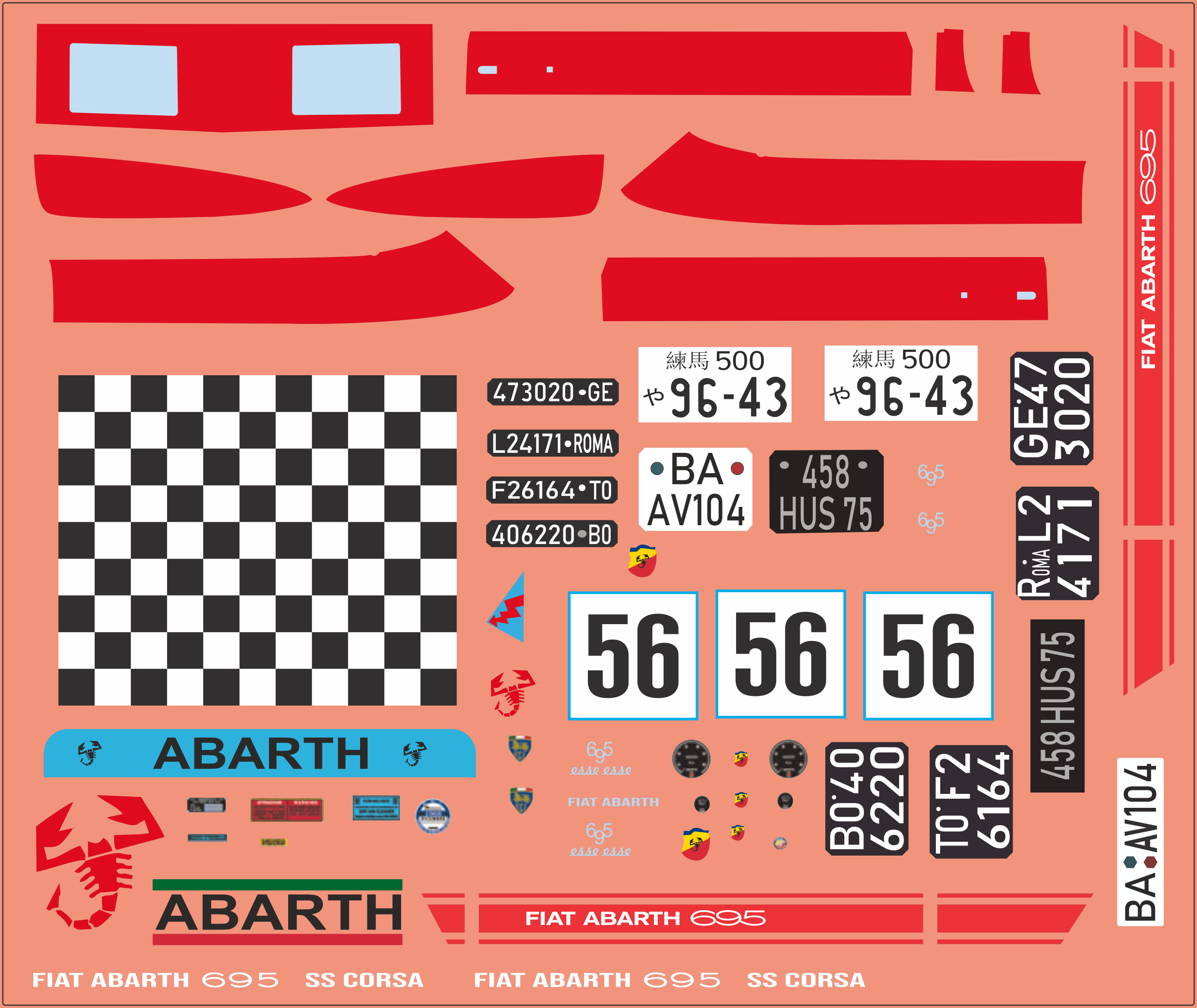 FIAT ABARTH 695 SS – Assetto Corsa – Multi-Scale Waterslide Decals
