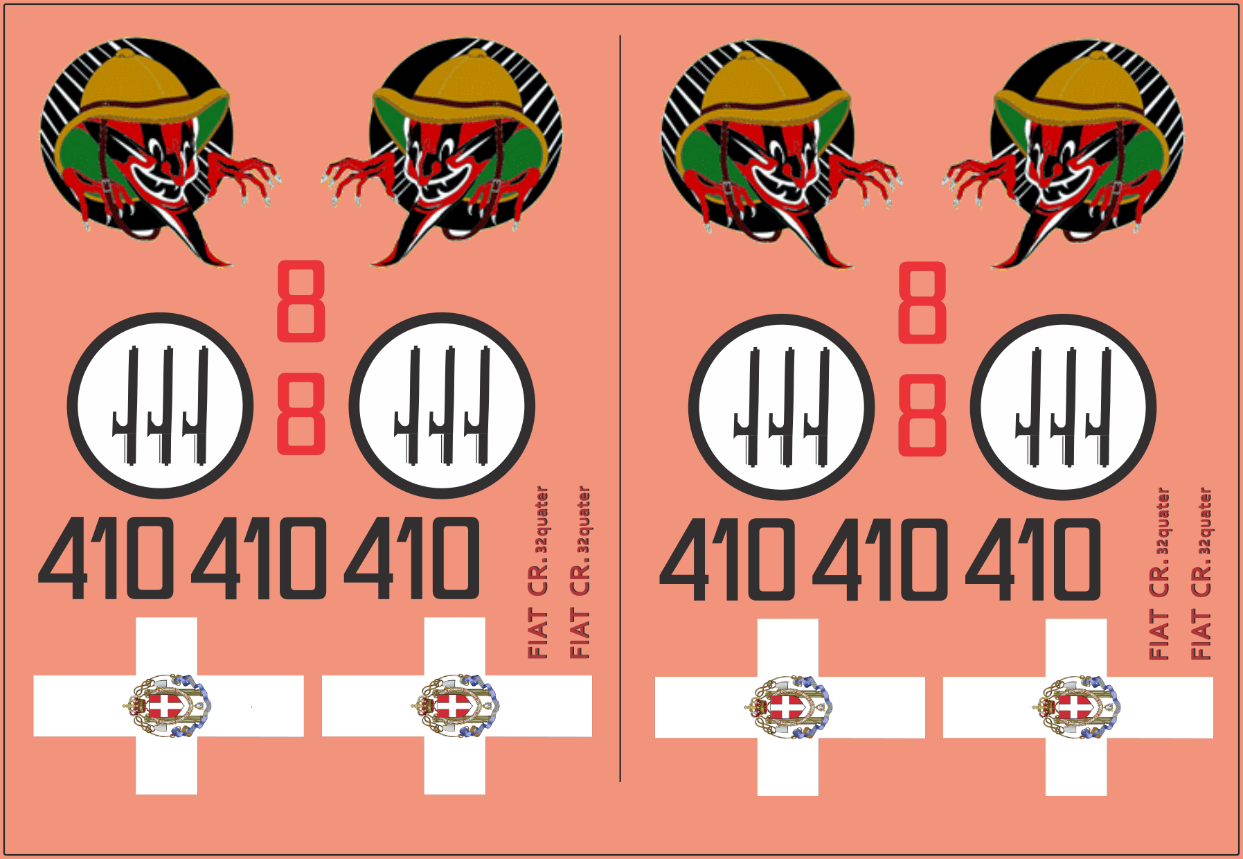 Fiat CR.32 410-8 Regia Aeronautica WWII – Multi-Scale Waterslide Decals