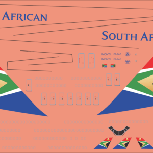 B747-400 – South African Airways – Multi-Scale Waterslide Decal Set