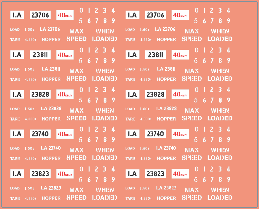 Class LA Ballast Hopper 1955 – Multi-Scale Waterslide Decals