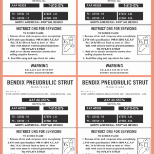 Bendix Pneudraulic Strut Stickers – White (4 Pair) – Multi-Scale Waterslide Decals