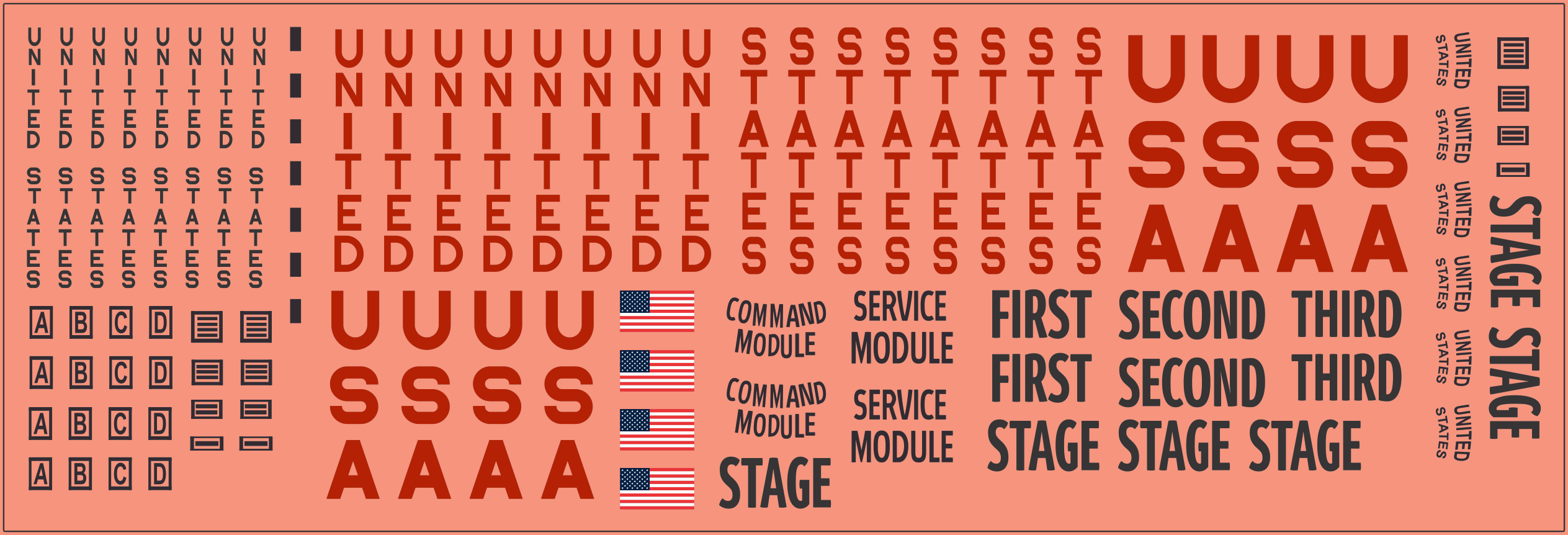 Apollo Saturn V USA Lunar Service Module 1/96 Scale Decal Set