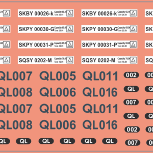 QUBE Wagon “Grey Letters & Codes” Multi-Scale Waterslide Decal Set