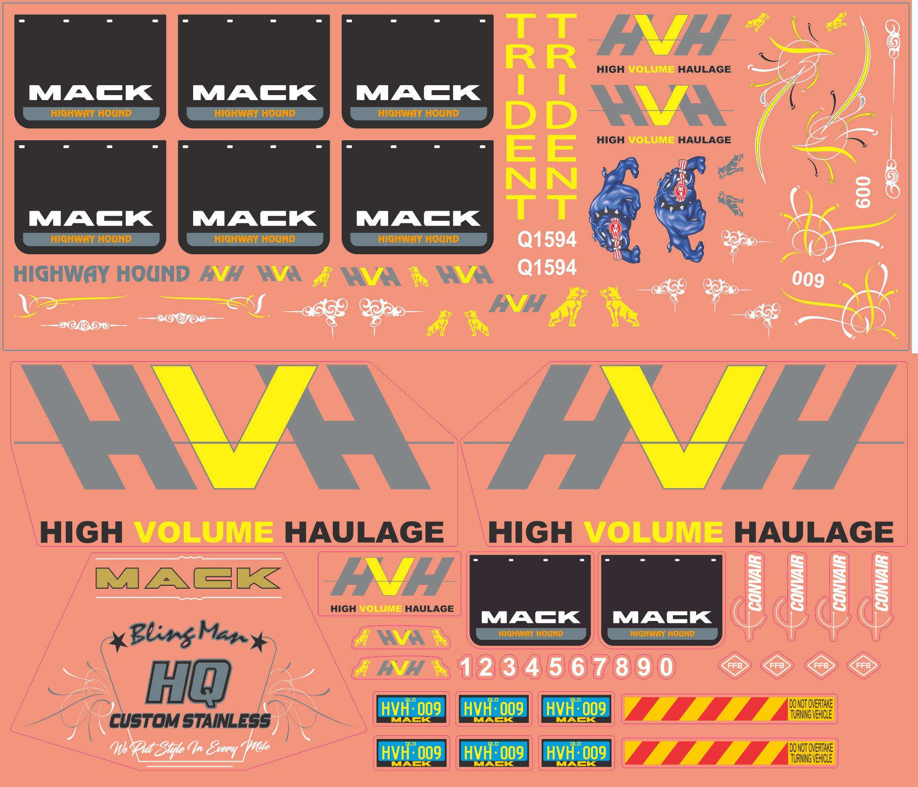 HVH Truck & Trailer Decal – Multi-Scale Waterslide Decals