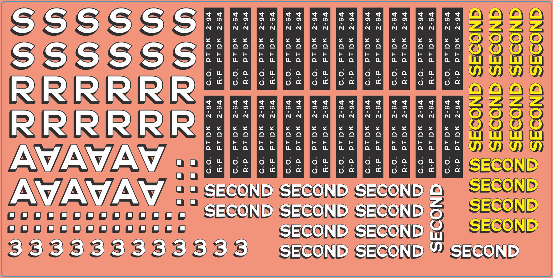 SAR Wagon Decals – Multi-Scale Waterslide Decals