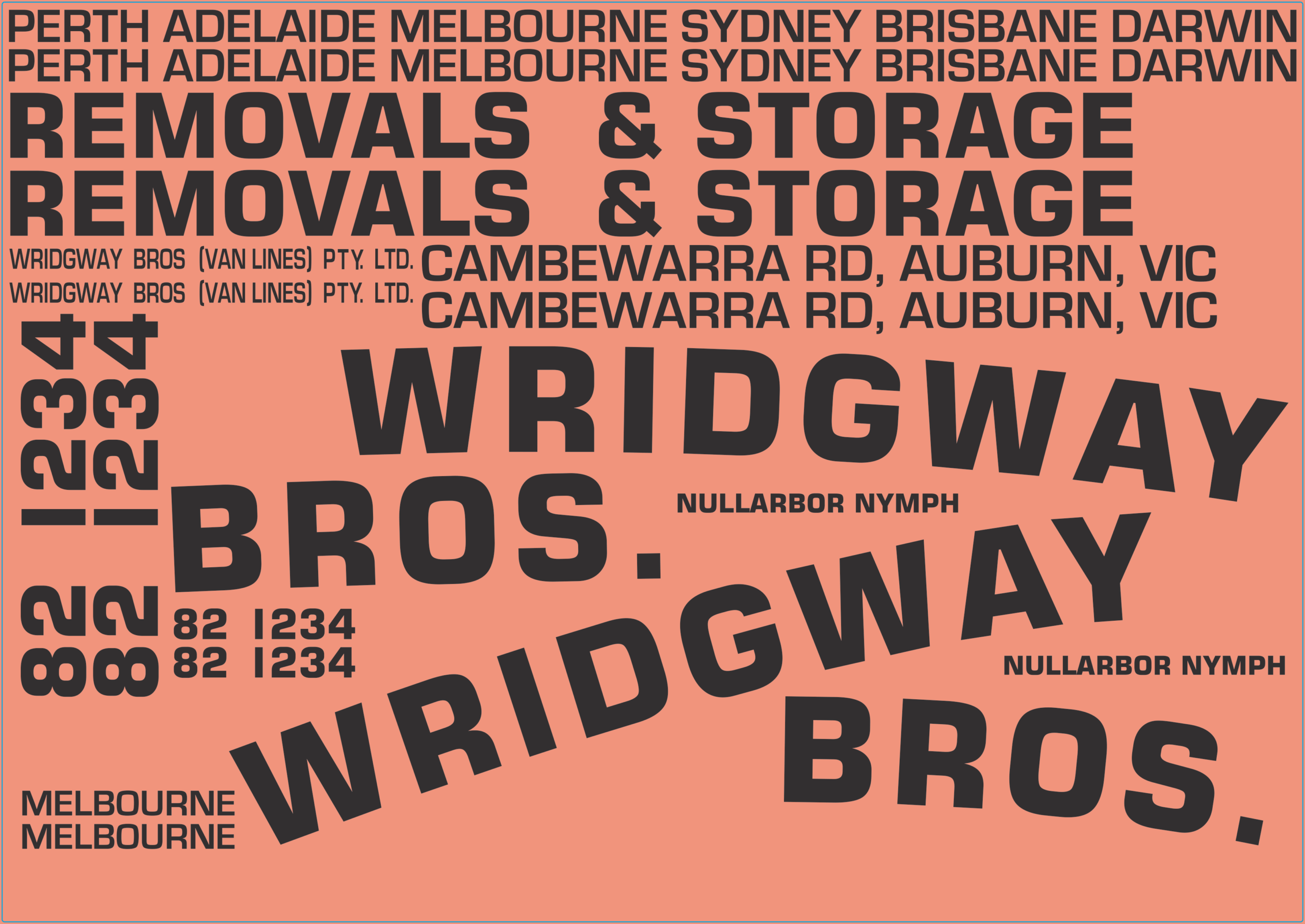 Wridgeway Bros 1970s Van Lines MEL Trailer Multi-Scale Waterslide Decals