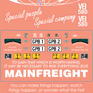 NZ Baker Transport Mainfreight Truck Multi-Scale Waterslide Decals