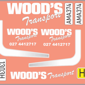 Wood’s Transport Truck Multi-Scale Waterslide Decals