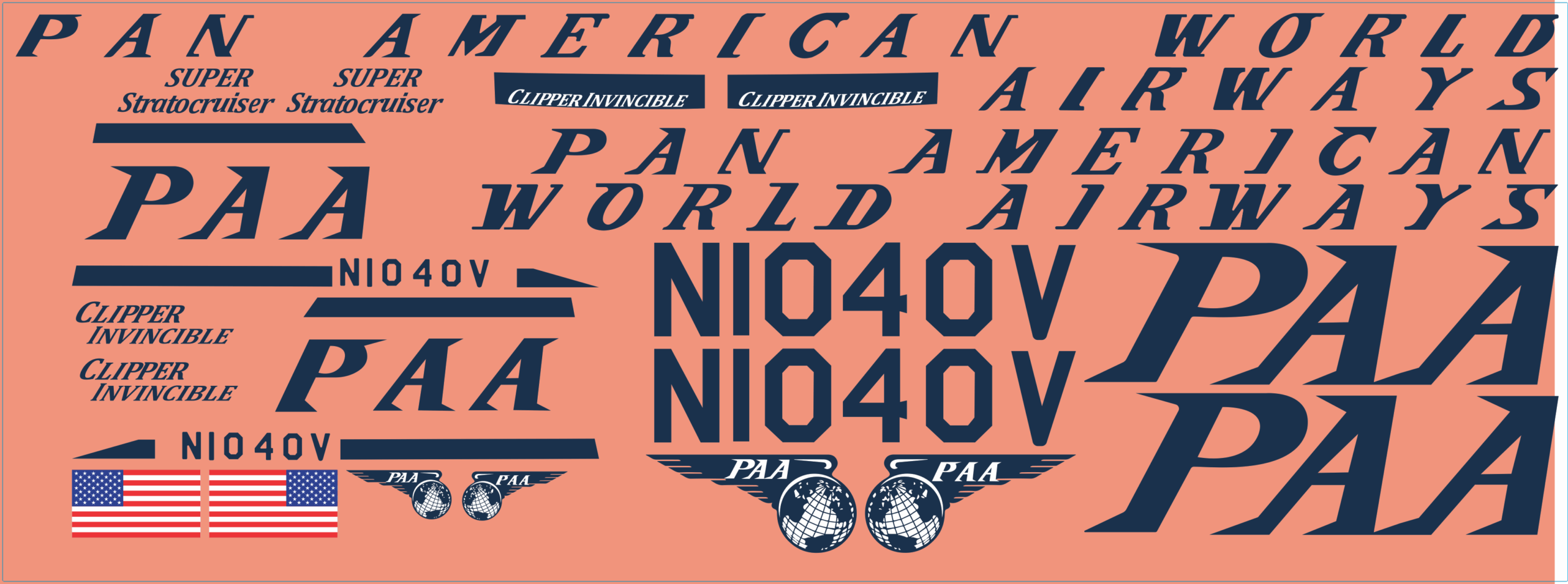Boeing 377 Stratocruiser Multi-Scale Waterslide Decals