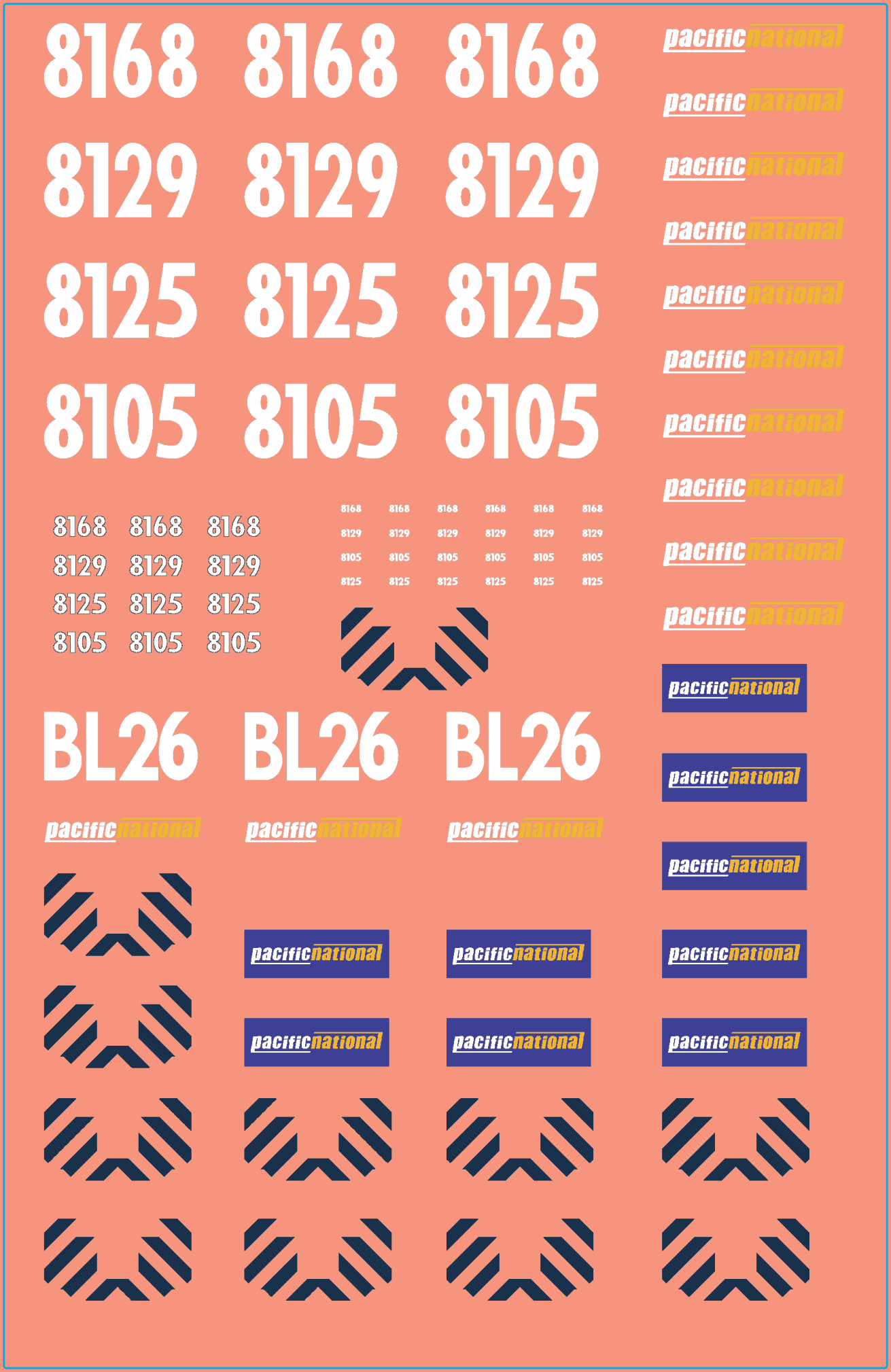 Pacific National 81 & BL-Class Loco Multi-Scale Waterslide Decal Set