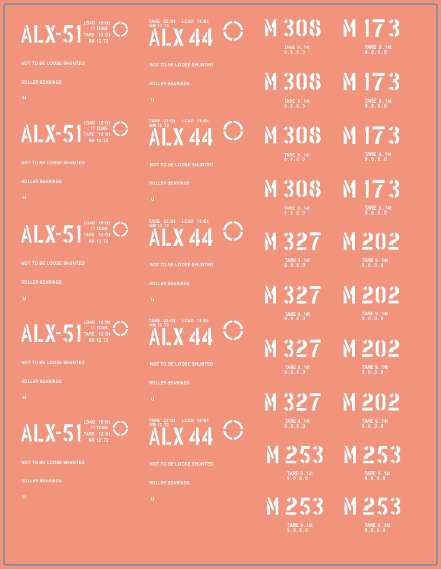 ALX and M Numbers – Railway & Train Multi-Scale Waterslide Decals