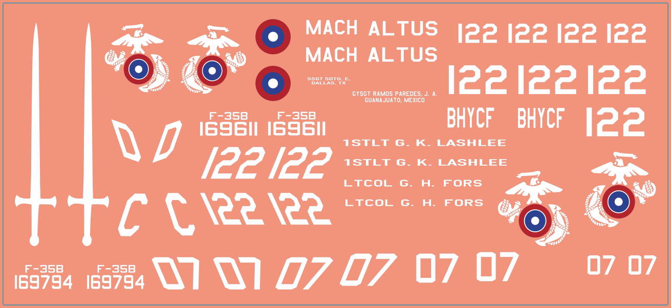 Italeri F-35B Lightning II Decals – Multi-Scale Waterslide Decals