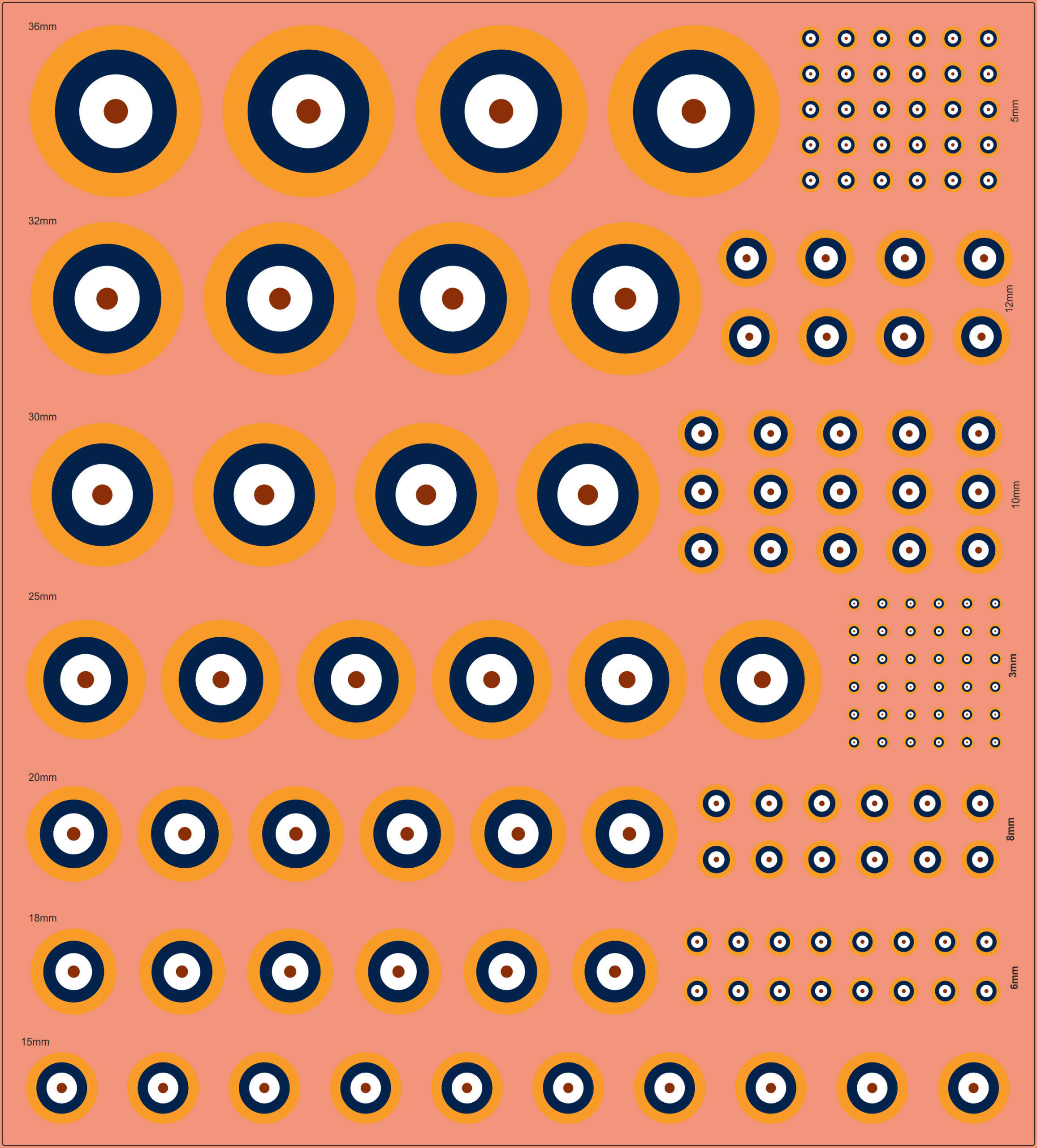 UK RAF Experimental Roundel – Multi-Scale Waterslide Decals