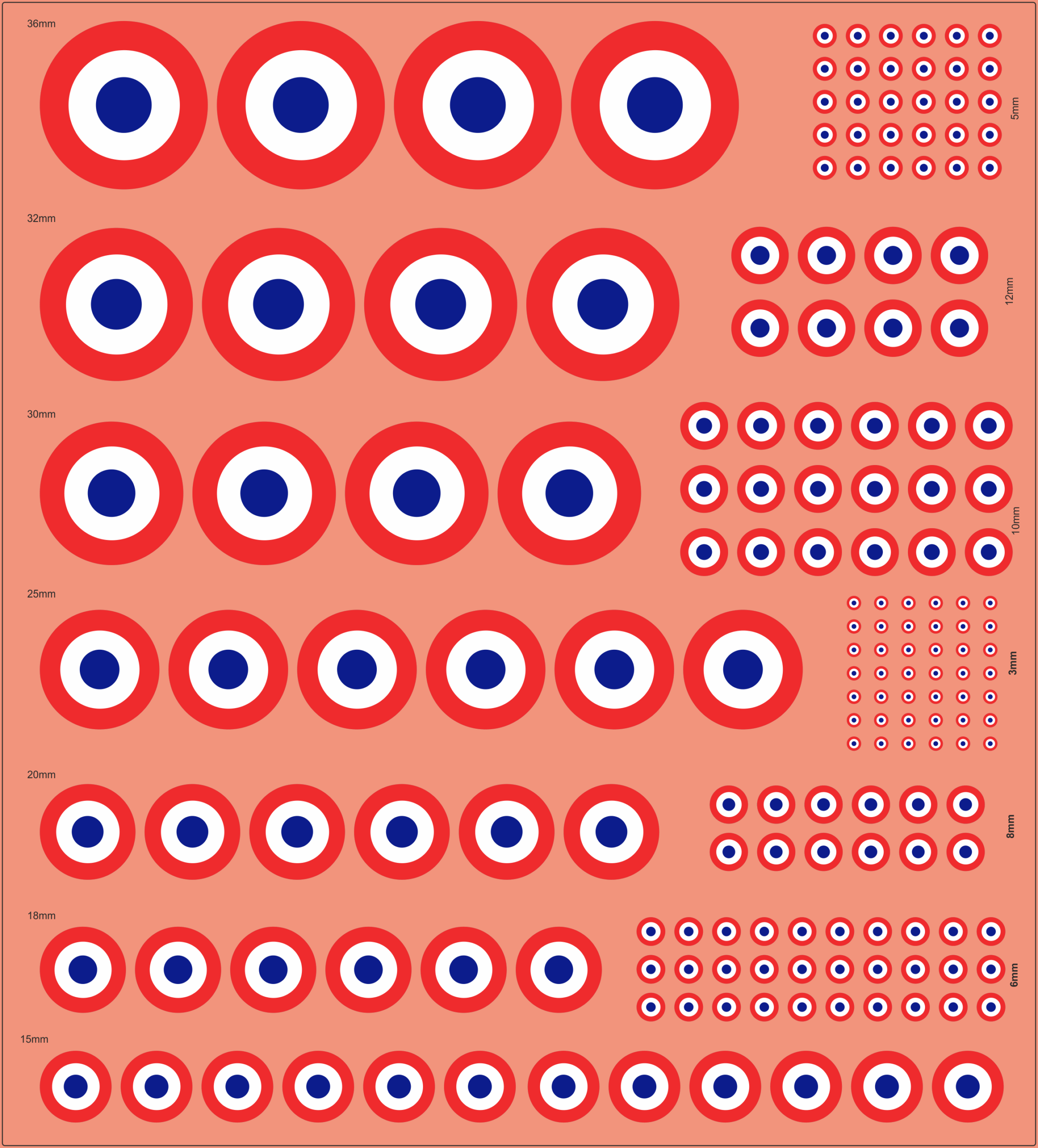 France RAF Style Roundel – Multi-Scale Waterslide Decals