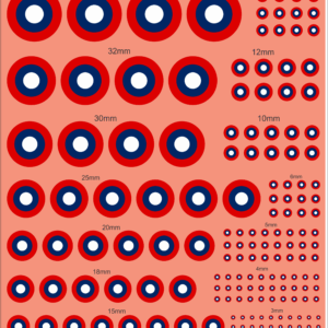 US Army Air Corps / Navy Air Force Roundel & Fin Flash 1918-1919 Waterslide & Multiscale Decals