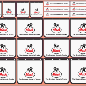 Mudflap Decals – MACK #3 Old Style (White Vinyl) – Multi-Scale: 1/14, 1/24, 1/32, 1/50, 1/64, 1/87