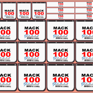 Mudflap Decals – Mack “100 Years Edition” – White Vinyl – Multi-Scale (1/14, 1/24, 1/32, 1/50, 1/64, 1/87)