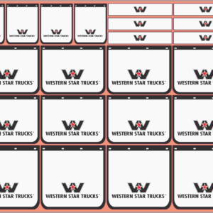 Mudflap Decals – Western Star #1 | White Vinyl Media | Multi-Scale (1/14, 1/24, 1/32, 1/50, 1/64, 1/87)