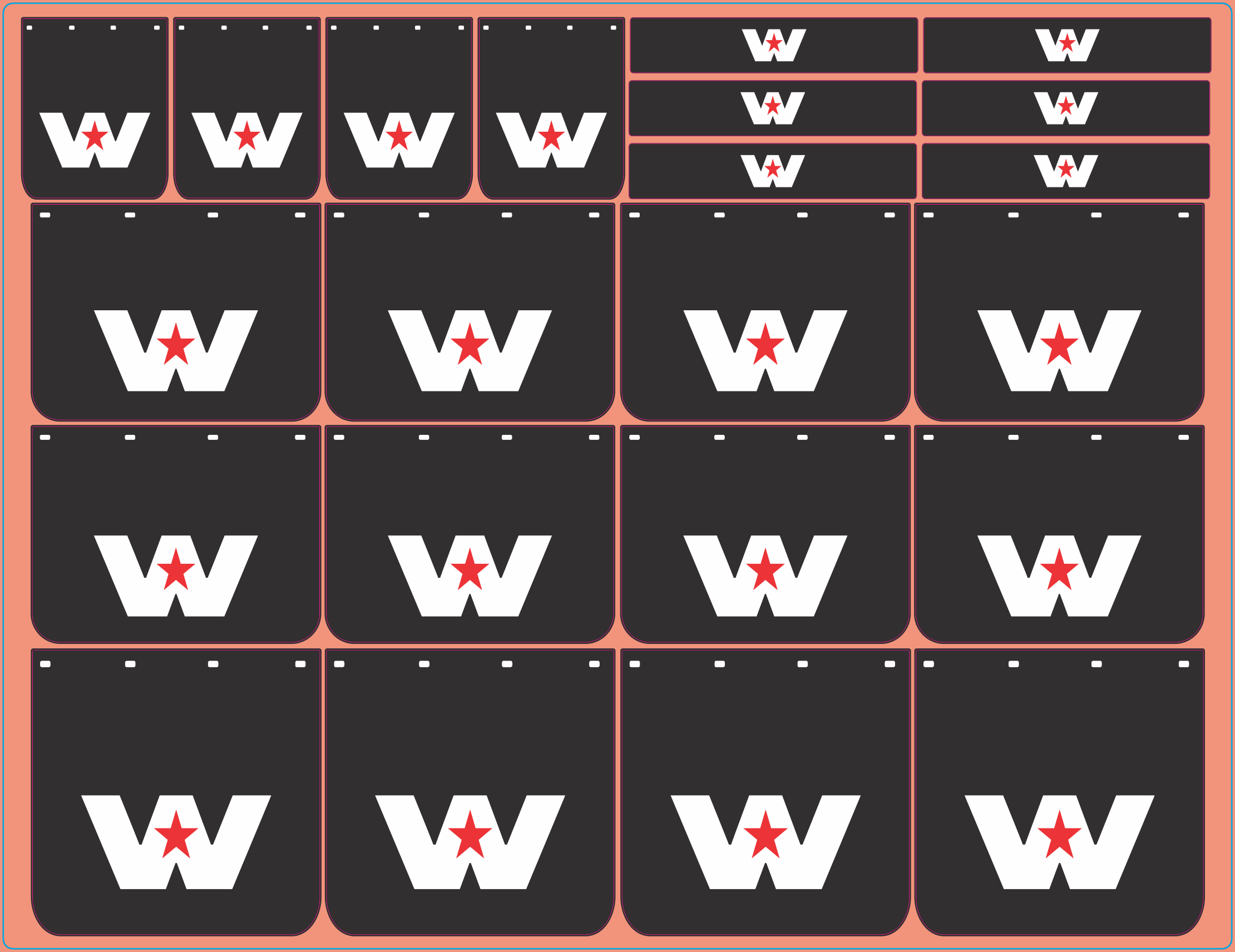 Mudflap Decals – Western Star #2 | White Vinyl | Multi-Scale (1/14, 1/24, 1/32, 1/50, 1/64, 1/87)