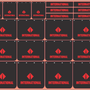 Mudflap Decals – International #2 Black | White Vinyl Media | Multi-Scale (1/14, 1/24, 1/32, 1/50, 1/64, 1/87)
