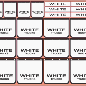 Mudflap Decals – WHITE Trucks | White Vinyl Media | Multi-Scale (1/14, 1/24, 1/32, 1/50, 1/64, 1/87)