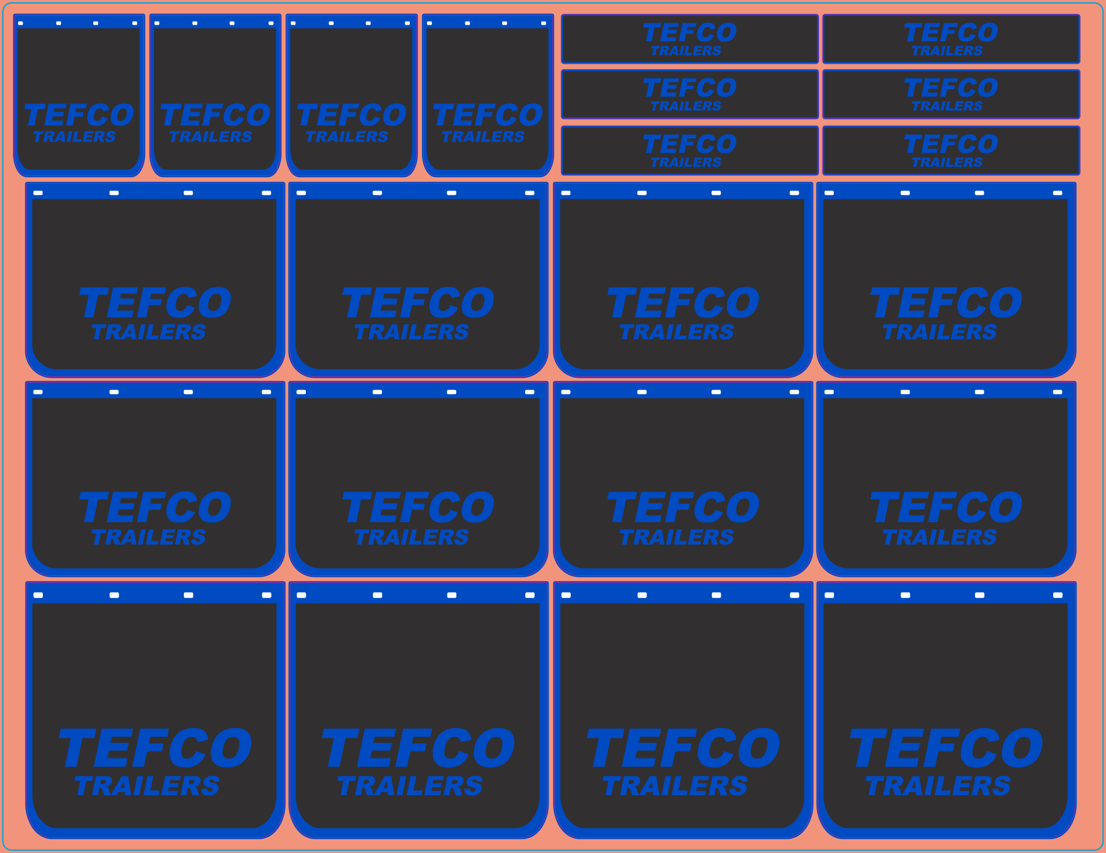 Tefco Mudflap Decals – White Vinyl Waterslide Set for 1/14, 1/24, 1/32, 1/50, 1/64, 1/87 Scale Models