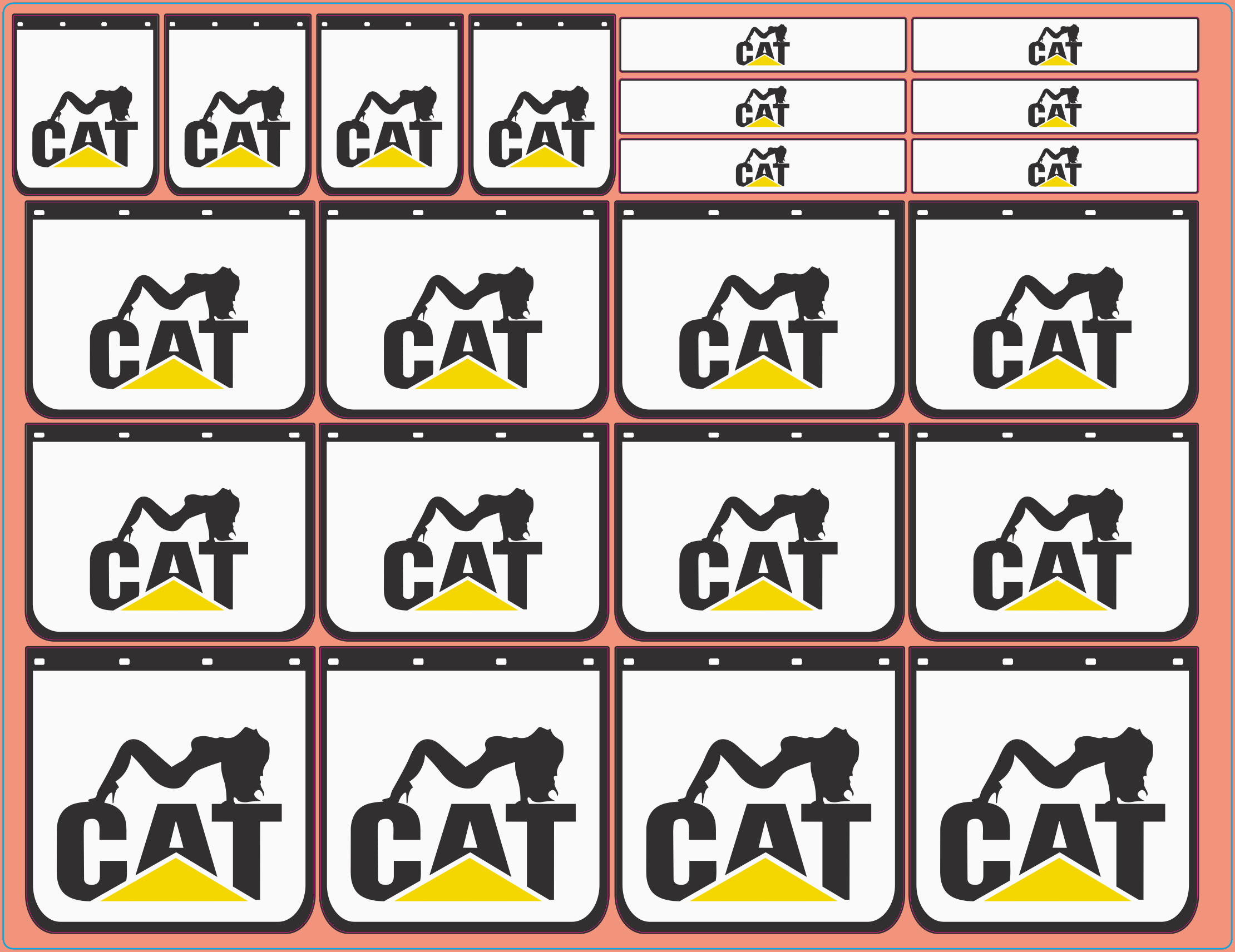 Mudflap Decals – BIG CAT CHICK | White Vinyl Waterslide / Sticker | Multi-Scale (1/14, 1/24, 1/32, 1/50, 1/64, 1/87)