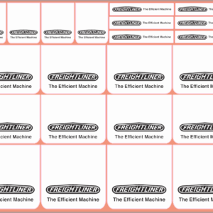 Mudflap Decals – Freightliner #1 | White Vinyl Waterslide Set | Multi-Scale (1/14, 1/24, 1/32, 1/50, 1/64, 1/87)