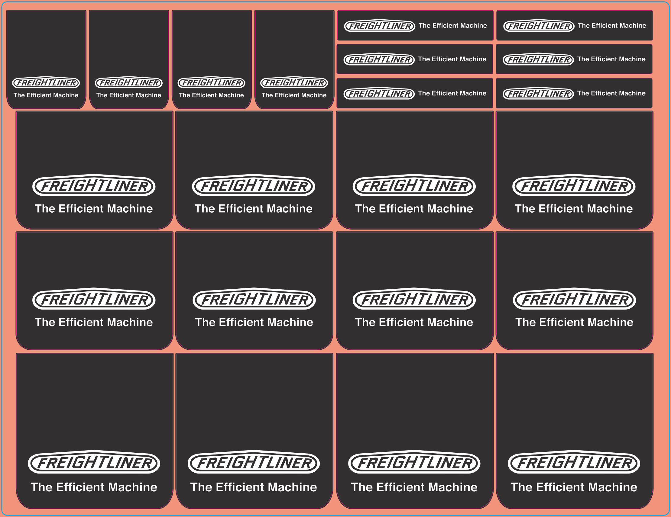 Mudflap Decals – Freightliner #2 Black | White Vinyl Media | Multi-Scale (1/14, 1/24, 1/32, 1/50, 1/64, 1/87)