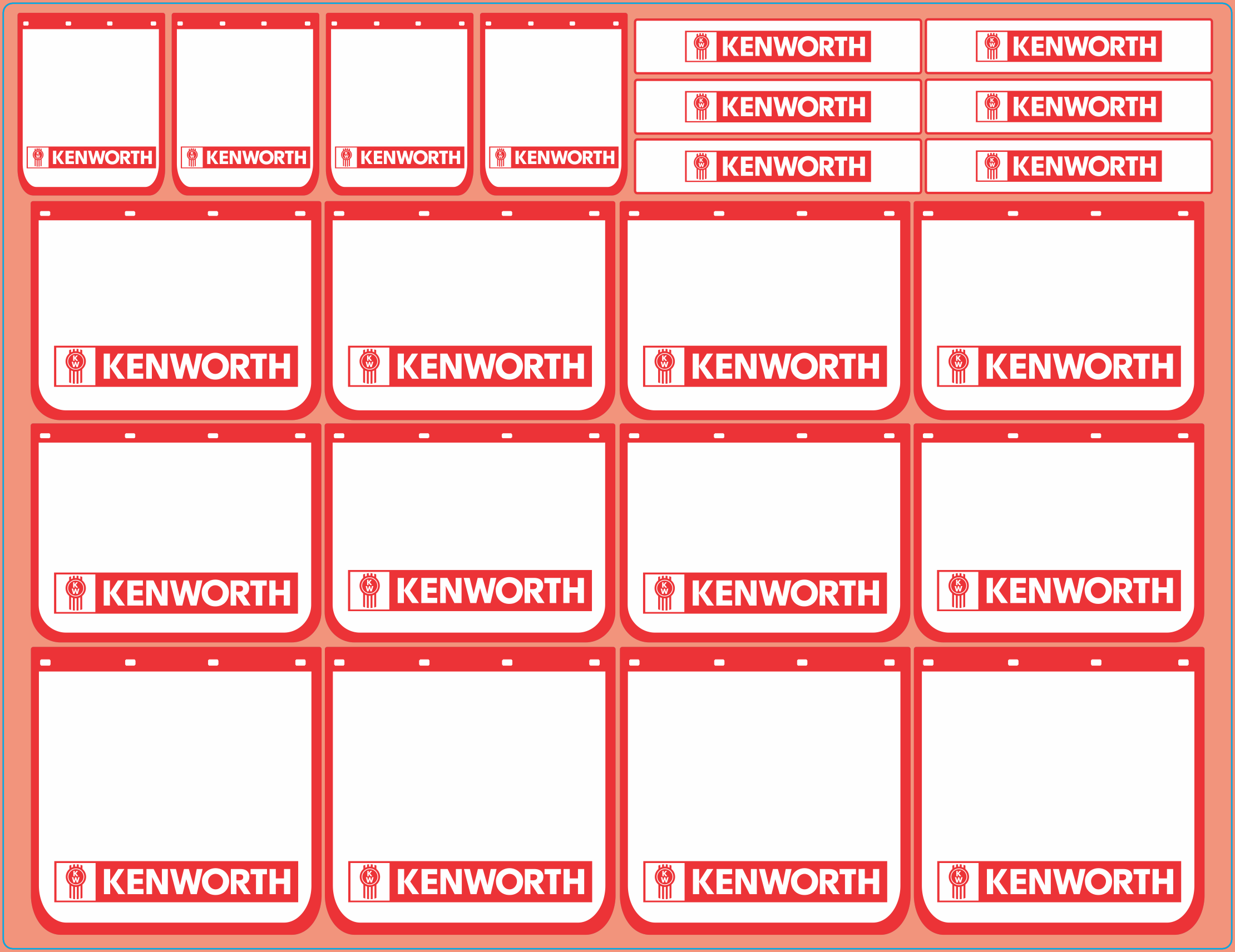Mudflap Decals – Kenworth #3 | Multi-Scale White Vinyl Waterslide Decals (1/14, 1/24, 1/32, 1/50, 1/64, 1/87)