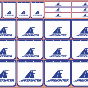 Mudflap Decals – Freighter #2 | White Vinyl | Multi-Scale (1/14, 1/24, 1/32, 1/50, 1/64, 1/87)