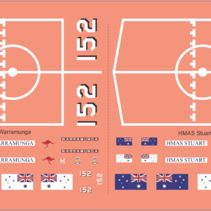 RAN ANZAC Frigate Decals Warramunga 152 & Stuart 153 | Naval Scale Model Water Slide Decals ? Model Mate Decals