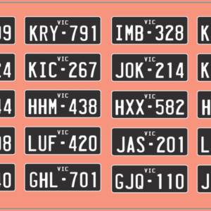 VIC Standard Licence Plates 20 Pair White-on-Black VC Decal Set | Model Mate Decals