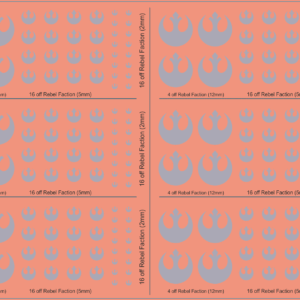 Star Wars Rebel Faction Silver Decals (12 Sets) | 2mm, 5mm & 12mm Scale Model Decals ? Model Mate Decals